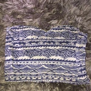 Blue and white tube top